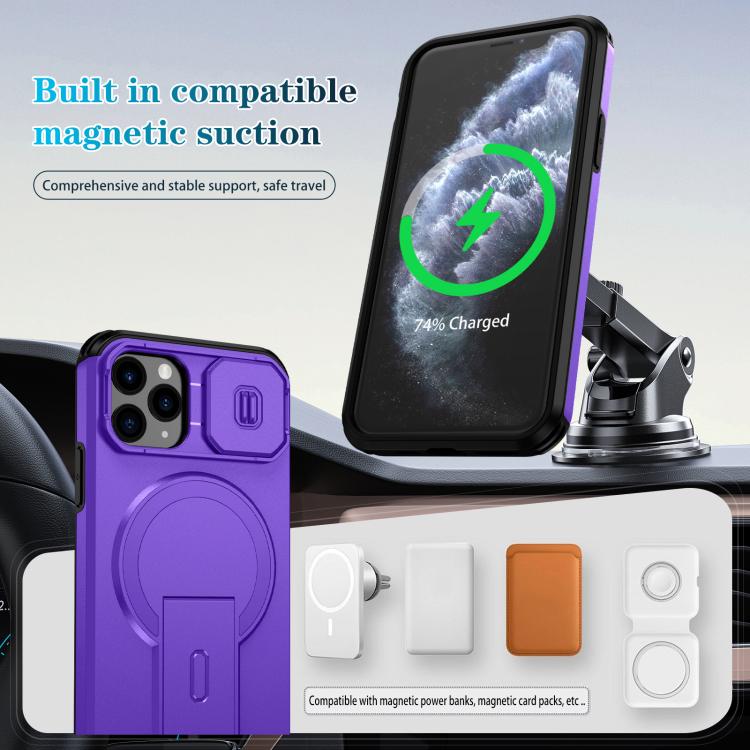 For iPhone 11 Pro Sliding Camshield MagSafe Holder Phone Case