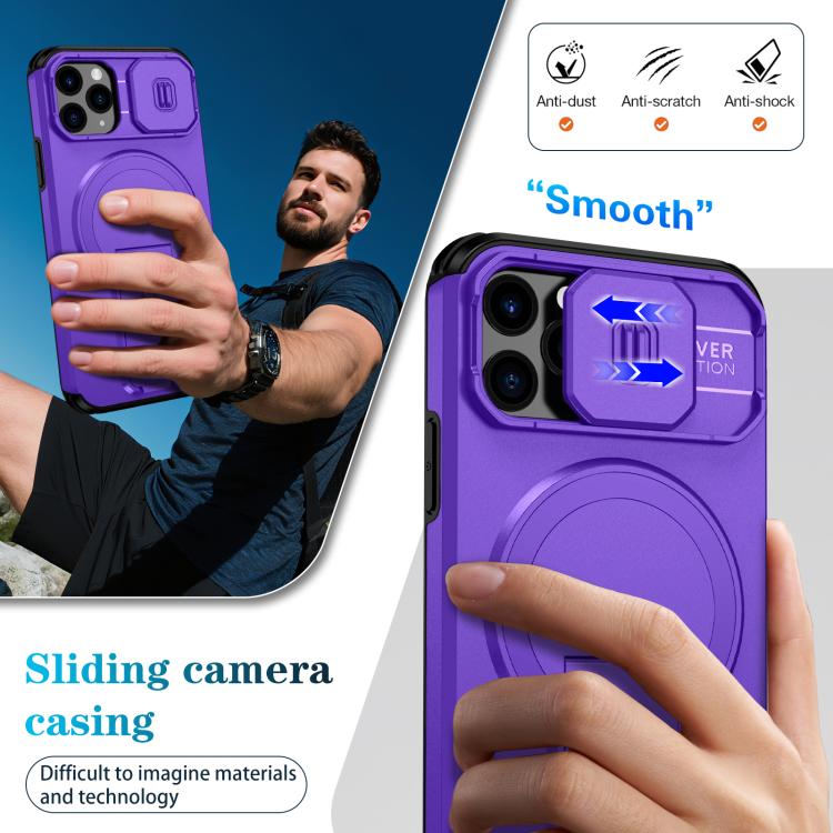 For iPhone 11 Pro Sliding Camshield MagSafe Holder Phone Case