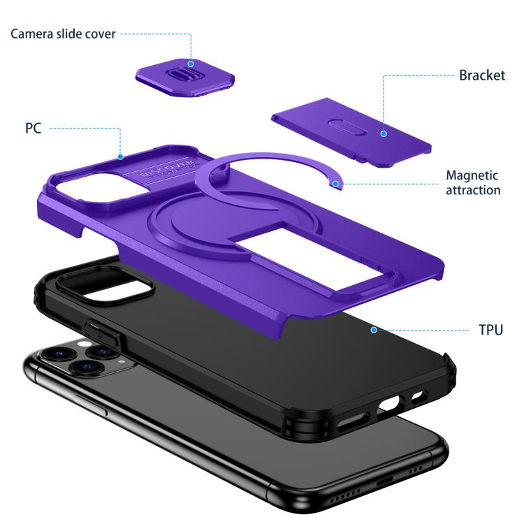 For iPhone 11 Pro Sliding Camshield MagSafe Holder Phone Case