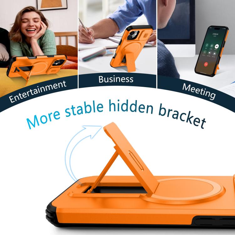 For iPhone 16 Plus Sliding Camshield MagSafe Holder Phone Case