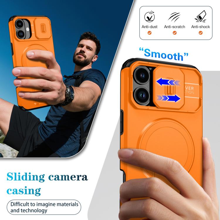 For iPhone 16 Plus Sliding Camshield MagSafe Holder Phone Case