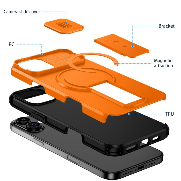 For iPhone 16 Plus Sliding Camshield MagSafe Holder Phone Case