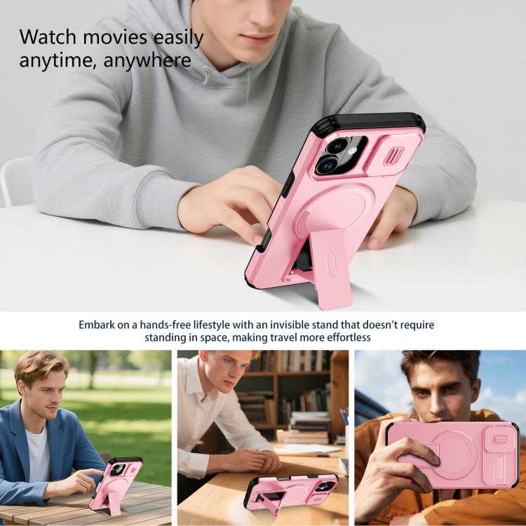For iPhone 16 Plus Sliding Camshield MagSafe Holder Phone Case