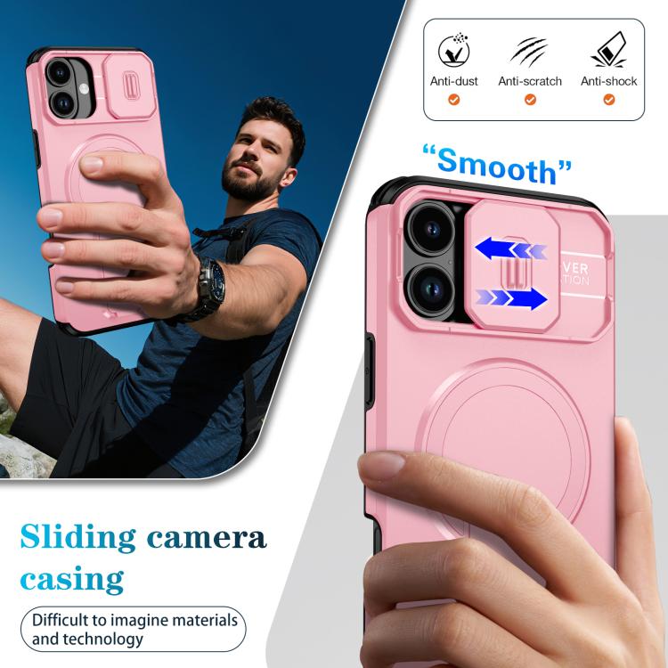 For iPhone 16 Plus Sliding Camshield MagSafe Holder Phone Case
