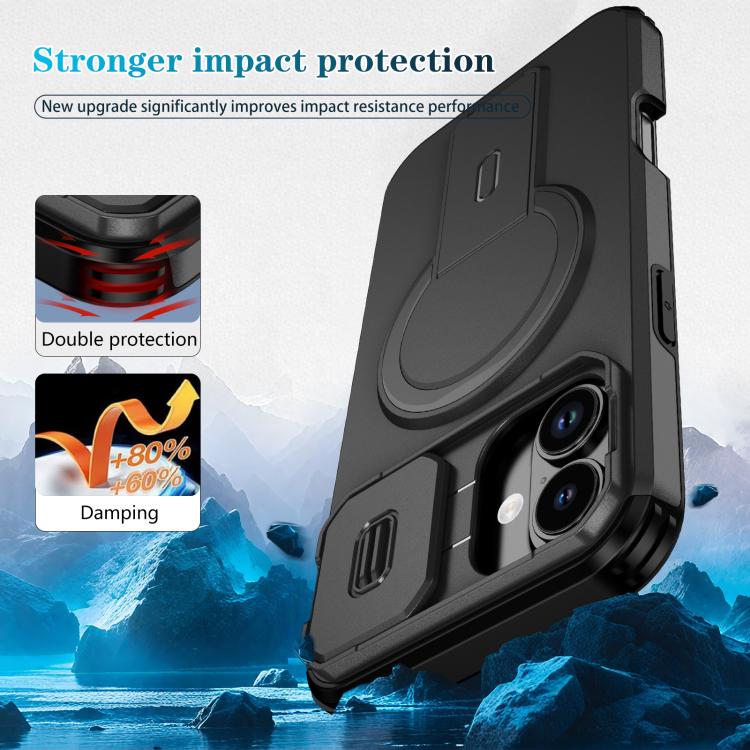 For iPhone 16 Plus Sliding Camshield MagSafe Holder Phone Case