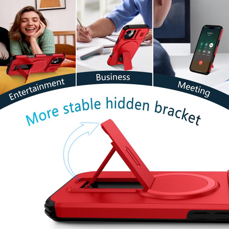 For iPhone 16 Plus Sliding Camshield MagSafe Holder Phone Case