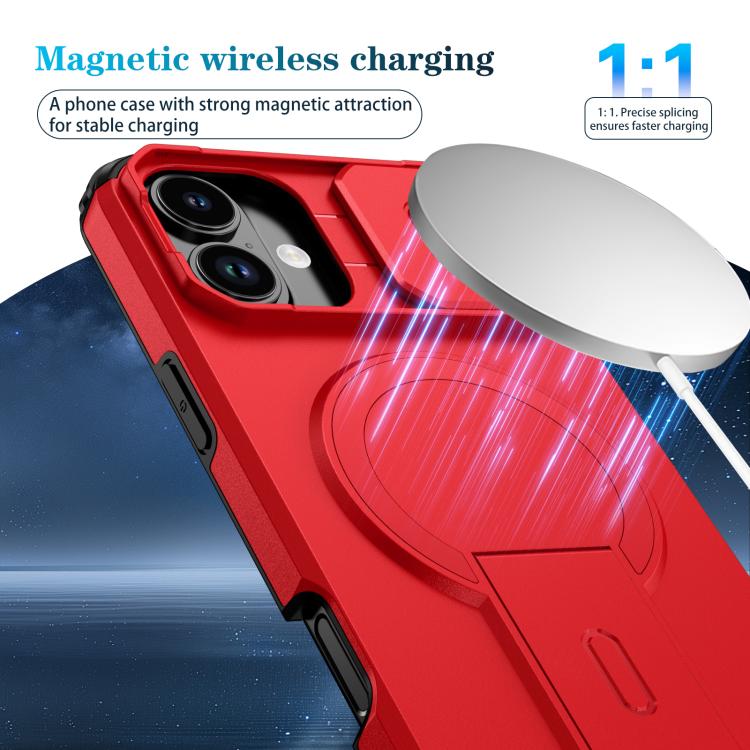 For iPhone 16 Plus Sliding Camshield MagSafe Holder Phone Case