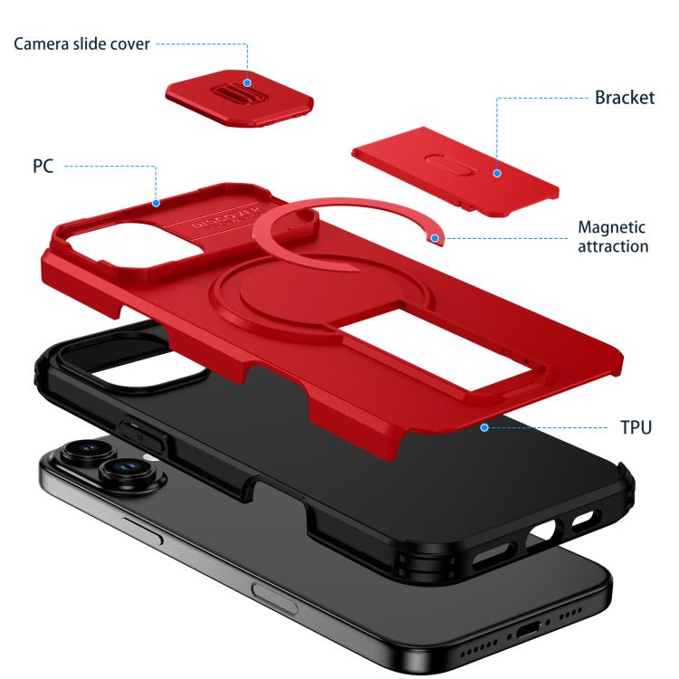 For iPhone 16 Plus Sliding Camshield MagSafe Holder Phone Case