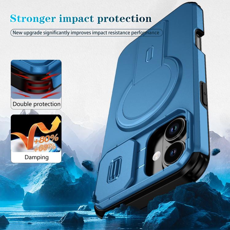 For iPhone 16 Plus Sliding Camshield MagSafe Holder Phone Case