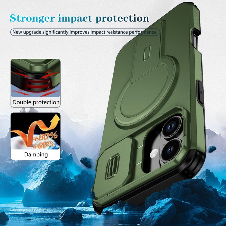 For iPhone 16 Plus Sliding Camshield MagSafe Holder Phone Case