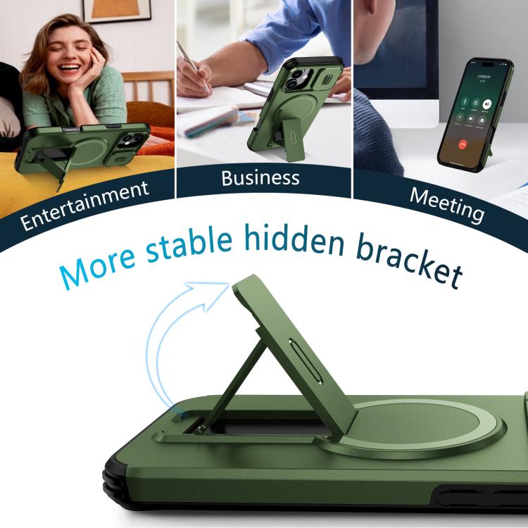For iPhone 16 Plus Sliding Camshield MagSafe Holder Phone Case