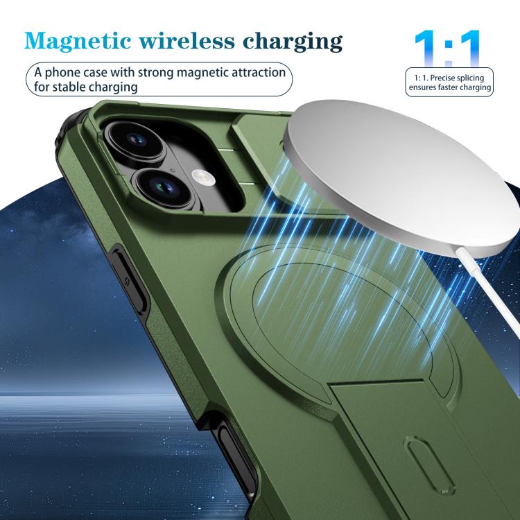 For iPhone 16 Plus Sliding Camshield MagSafe Holder Phone Case