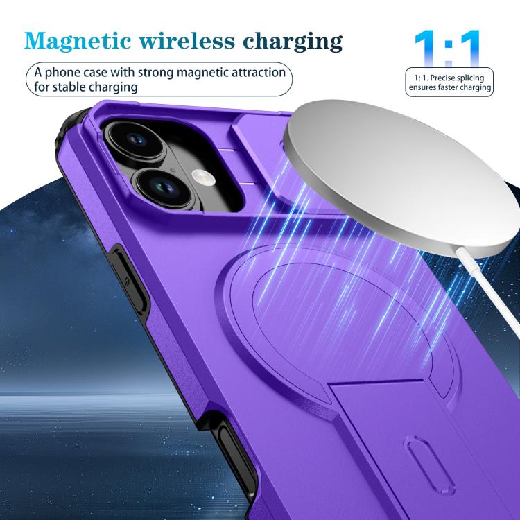 For iPhone 16 Plus Sliding Camshield MagSafe Holder Phone Case