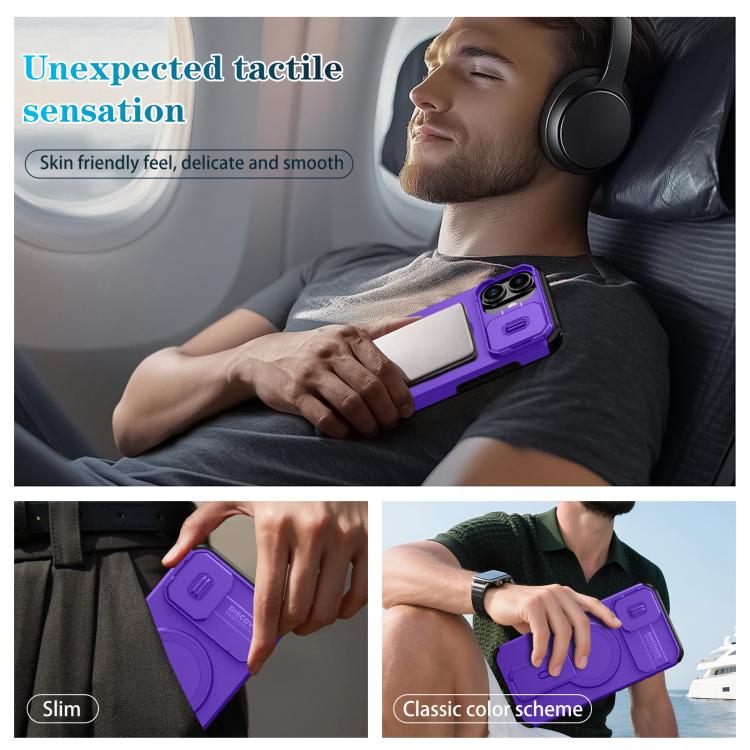 For iPhone 16 Plus Sliding Camshield MagSafe Holder Phone Case