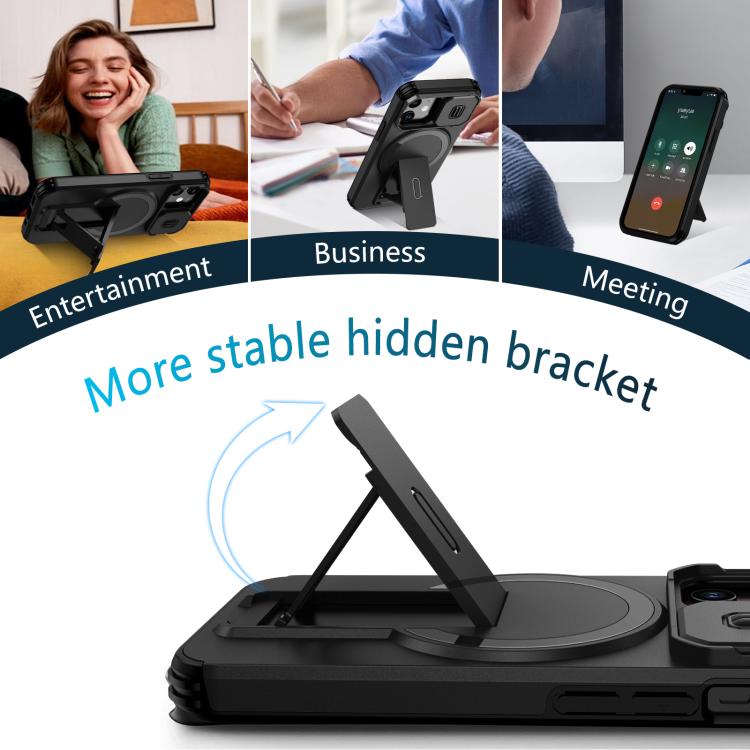 For iPhone 13 mini / 12 mini Sliding Camshield MagSafe Holder Phone Case