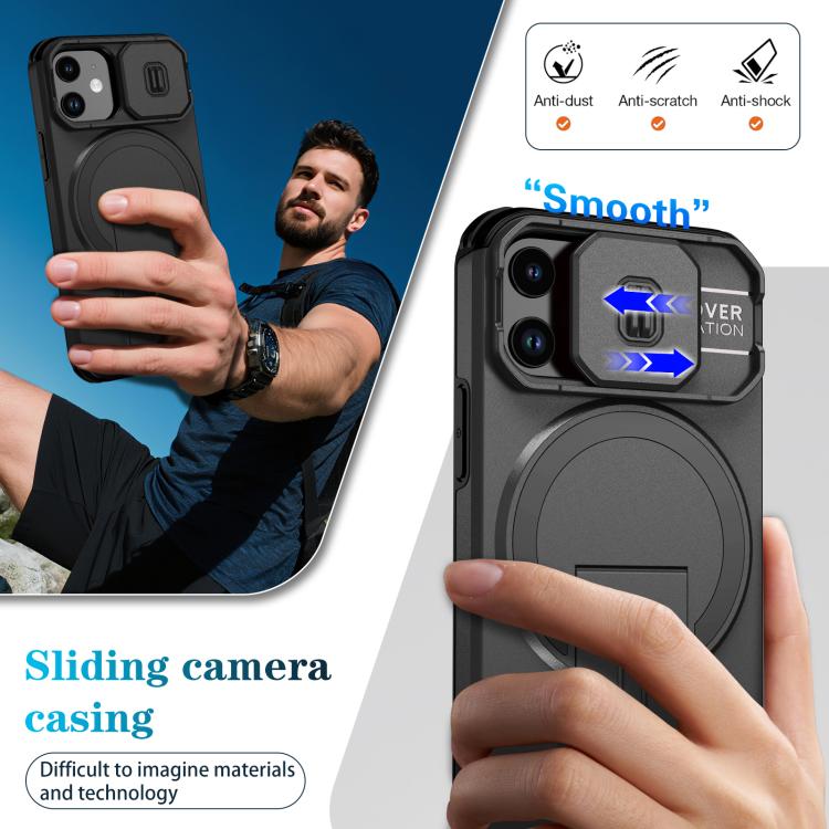 For iPhone 13 mini / 12 mini Sliding Camshield MagSafe Holder Phone Case