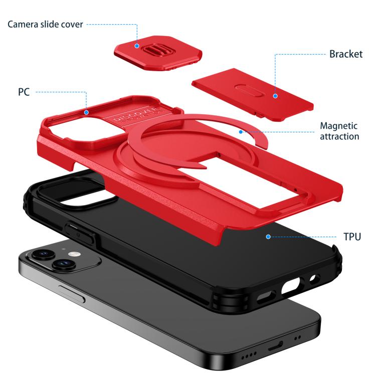 For iPhone 13 mini / 12 mini Sliding Camshield MagSafe Holder Phone Case