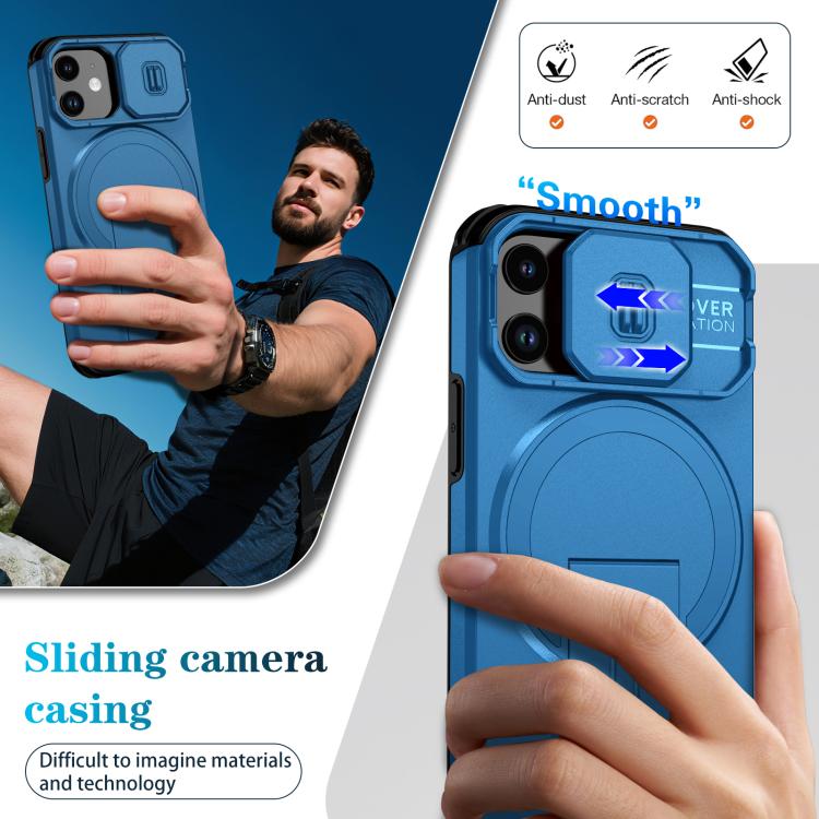 For iPhone 13 mini / 12 mini Sliding Camshield MagSafe Holder Phone Case