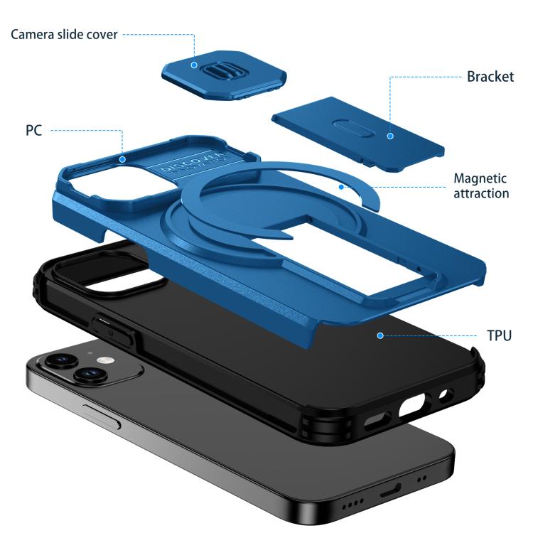 For iPhone 13 mini / 12 mini Sliding Camshield MagSafe Holder Phone Case