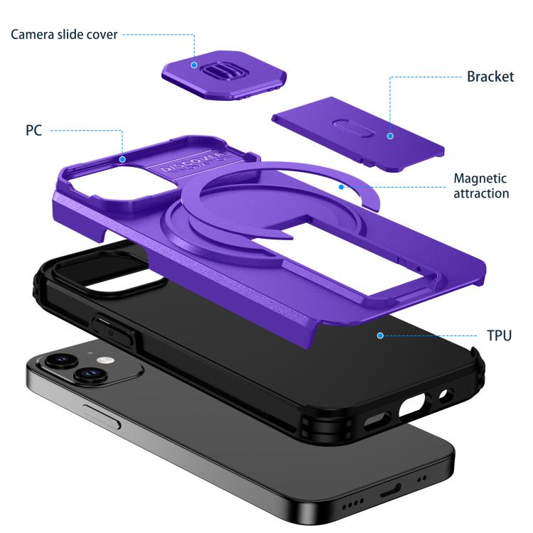 For iPhone 13 mini / 12 mini Sliding Camshield MagSafe Holder Phone Case