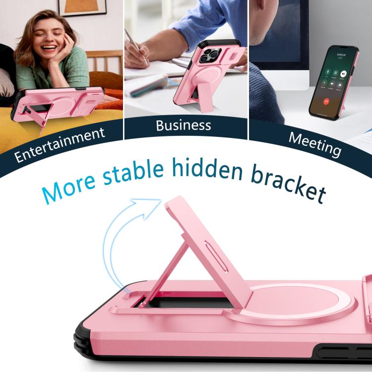 For iPhone 13 Pro Max Sliding Camshield MagSafe Holder Phone Case