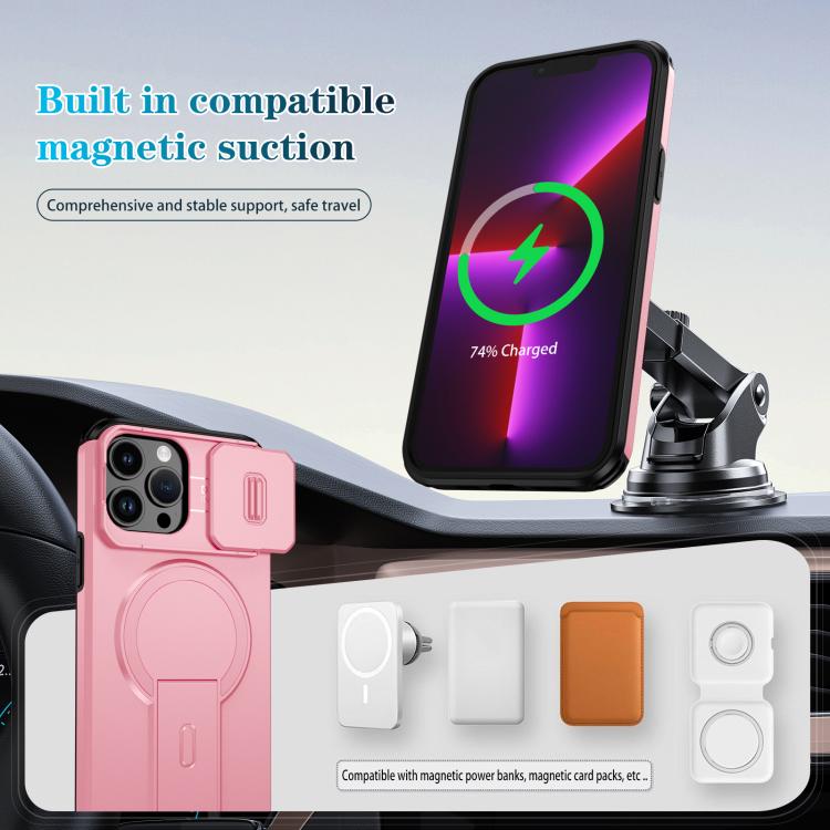 For iPhone 13 Pro Max Sliding Camshield MagSafe Holder Phone Case