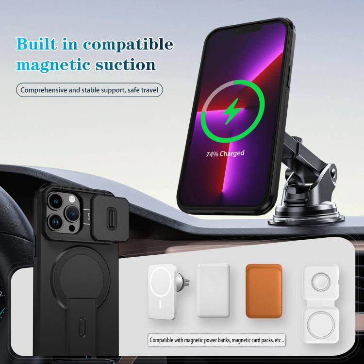 For iPhone 13 Pro Max Sliding Camshield MagSafe Holder Phone Case