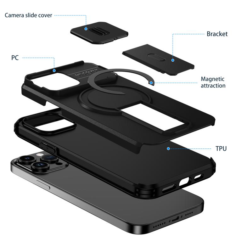 For iPhone 13 Pro Max Sliding Camshield MagSafe Holder Phone Case