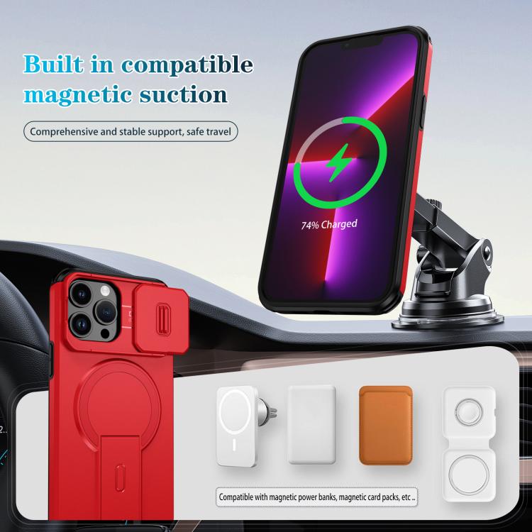 For iPhone 13 Pro Max Sliding Camshield MagSafe Holder Phone Case