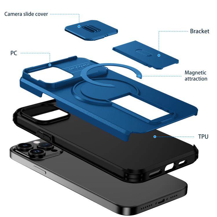 For iPhone 13 Pro Max Sliding Camshield MagSafe Holder Phone Case