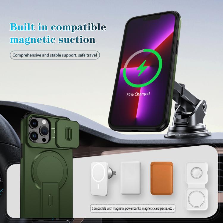 For iPhone 13 Pro Max Sliding Camshield MagSafe Holder Phone Case