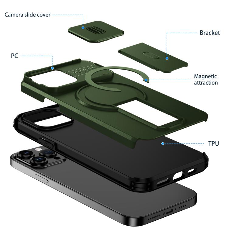 For iPhone 13 Pro Max Sliding Camshield MagSafe Holder Phone Case