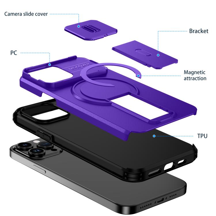 For iPhone 13 Pro Max Sliding Camshield MagSafe Holder Phone Case