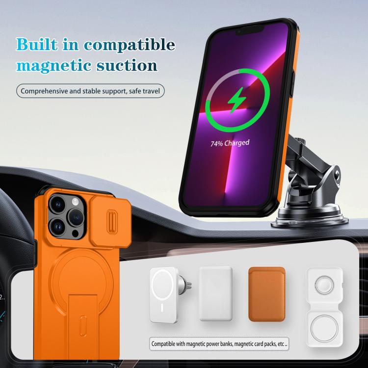 For iPhone 13 Pro Sliding Camshield MagSafe Holder Phone Case