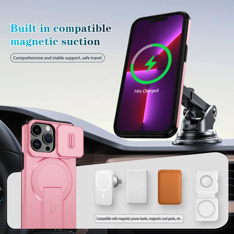 For iPhone 13 Pro Sliding Camshield MagSafe Holder Phone Case