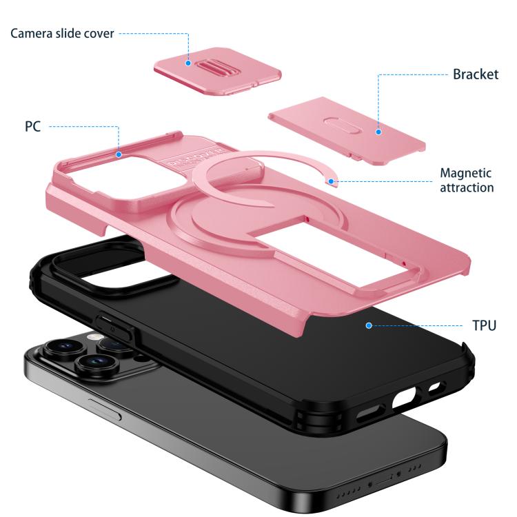 For iPhone 13 Pro Sliding Camshield MagSafe Holder Phone Case