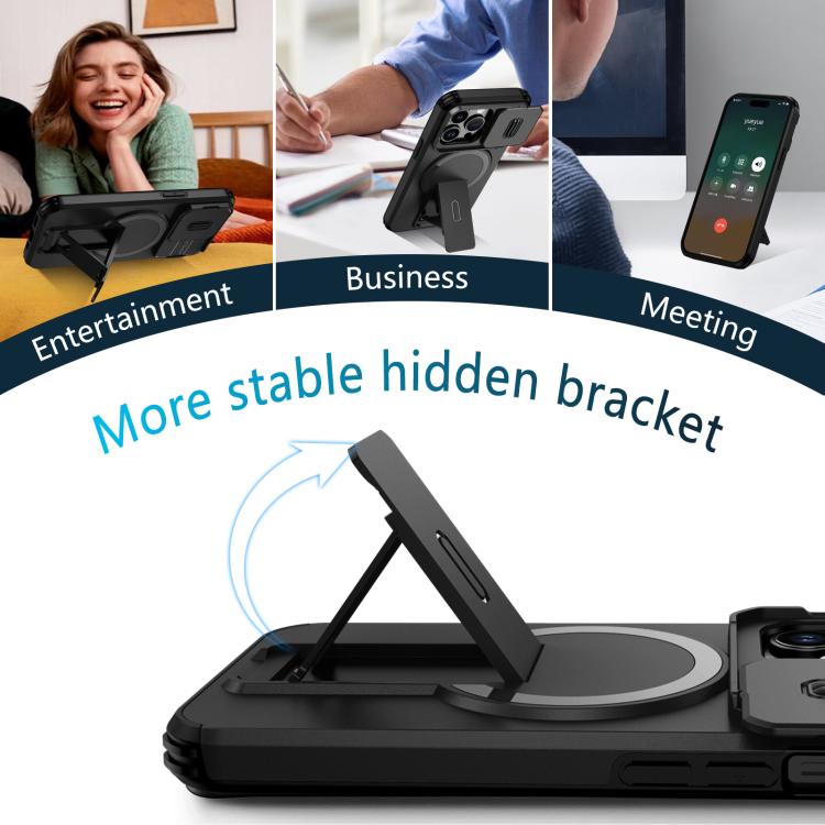 For iPhone 13 Pro Sliding Camshield MagSafe Holder Phone Case