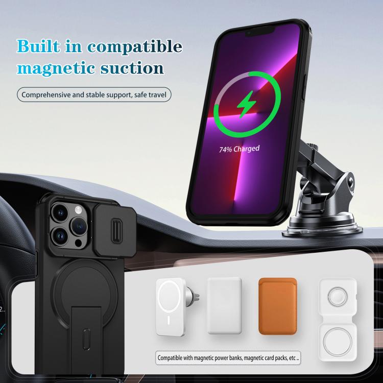 For iPhone 13 Pro Sliding Camshield MagSafe Holder Phone Case