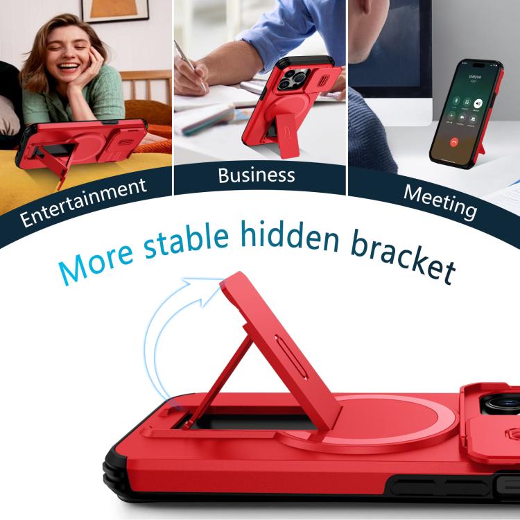 For iPhone 13 Pro Sliding Camshield MagSafe Holder Phone Case