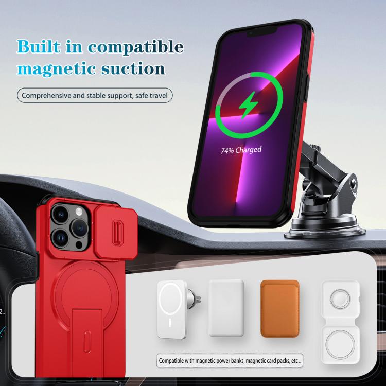 For iPhone 13 Pro Sliding Camshield MagSafe Holder Phone Case