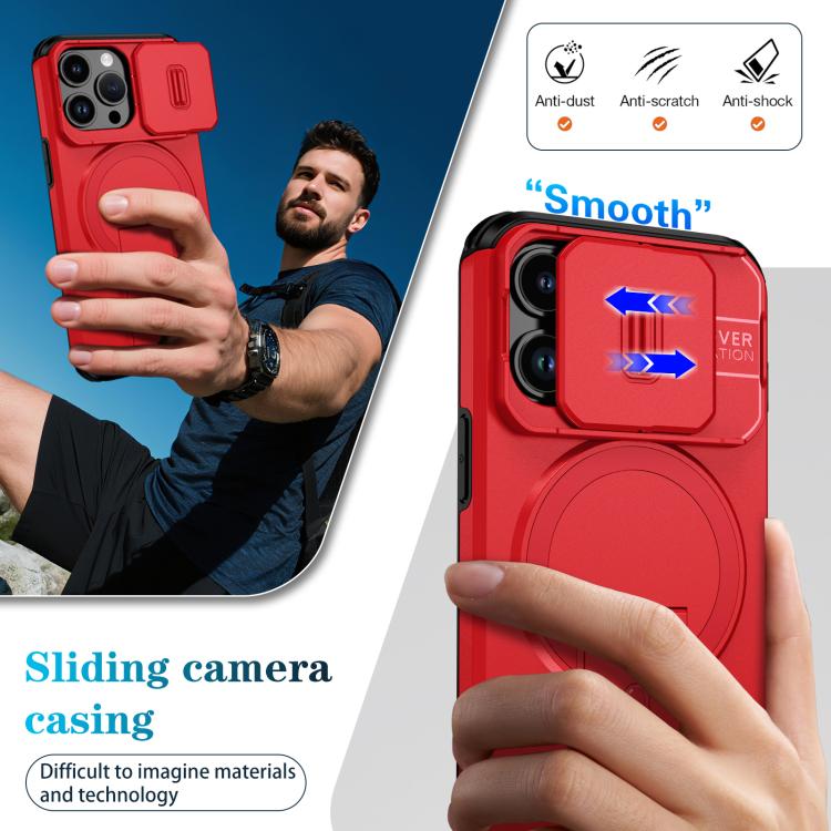 For iPhone 13 Pro Sliding Camshield MagSafe Holder Phone Case