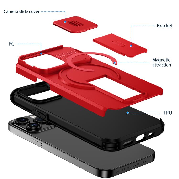For iPhone 13 Pro Sliding Camshield MagSafe Holder Phone Case