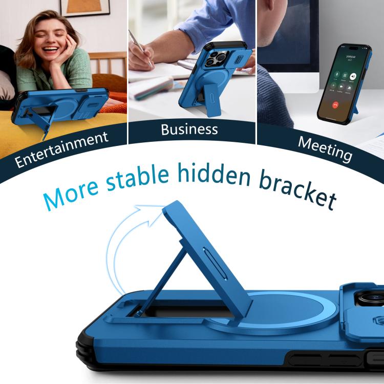 For iPhone 13 Pro Sliding Camshield MagSafe Holder Phone Case