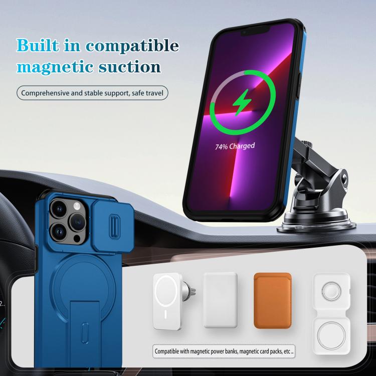 For iPhone 13 Pro Sliding Camshield MagSafe Holder Phone Case