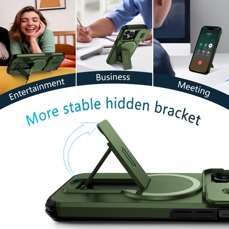 For iPhone 13 Pro Sliding Camshield MagSafe Holder Phone Case