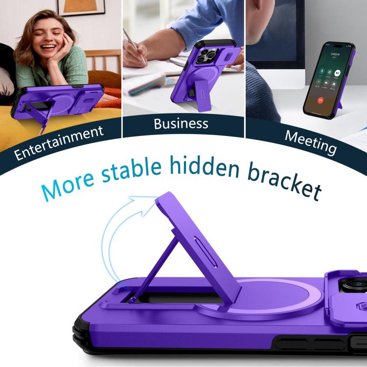 For iPhone 13 Pro Sliding Camshield MagSafe Holder Phone Case