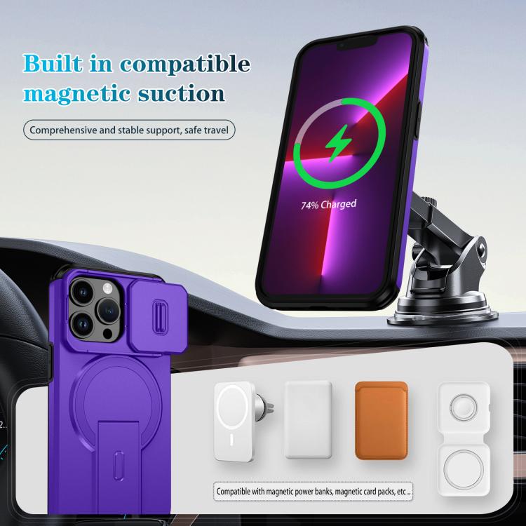 For iPhone 13 Pro Sliding Camshield MagSafe Holder Phone Case