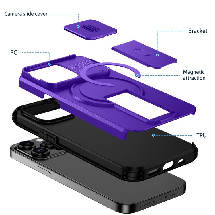 For iPhone 13 Pro Sliding Camshield MagSafe Holder Phone Case