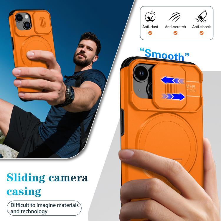 For iPhone 14 / 13 Sliding Camshield MagSafe Holder Phone Case