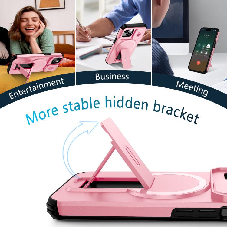 For iPhone 14 / 13 Sliding Camshield MagSafe Holder Phone Case